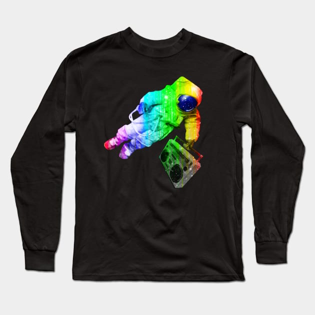 Boombox Space Man Long Sleeve T-Shirt by robotface